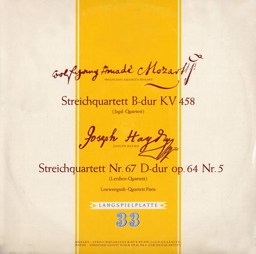 モーツァルト／弦楽四重奏曲第17番「狩」 レーヴェングート四重奏団